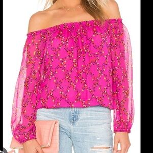 DIANE VON FURSTENBERG Kamber Top in Shalamar Trellis Pink